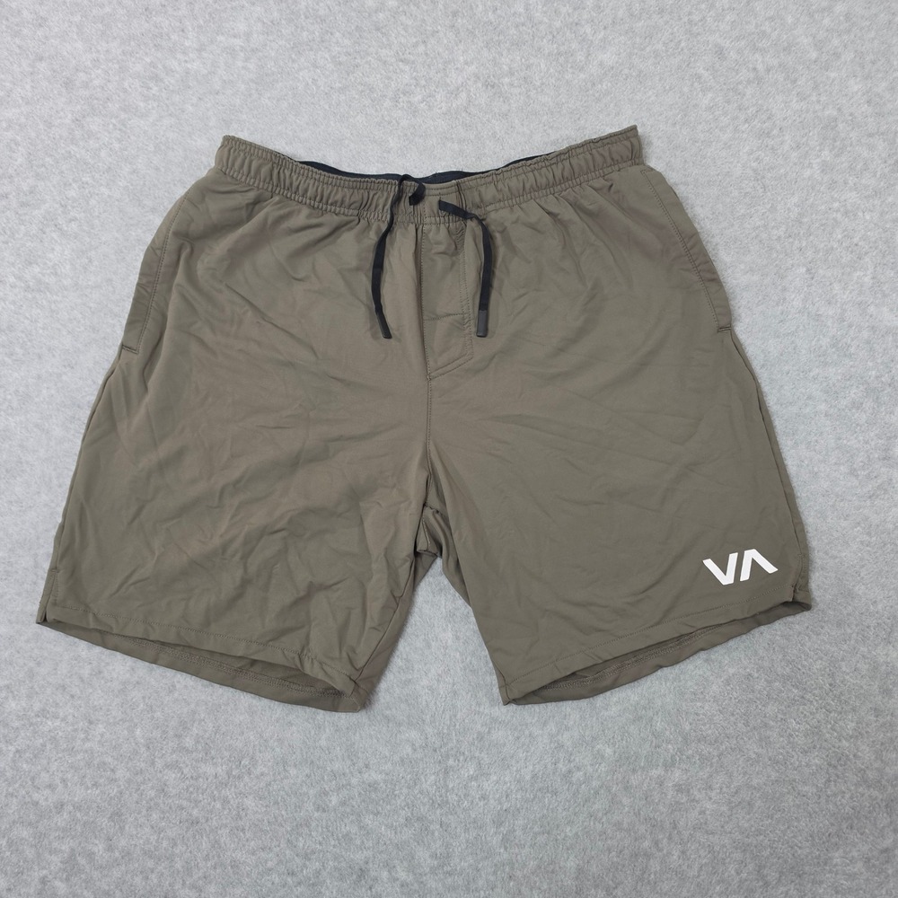 RVCA Sport Mens Yogger Stretch Training Shorts Olive Green Size Large